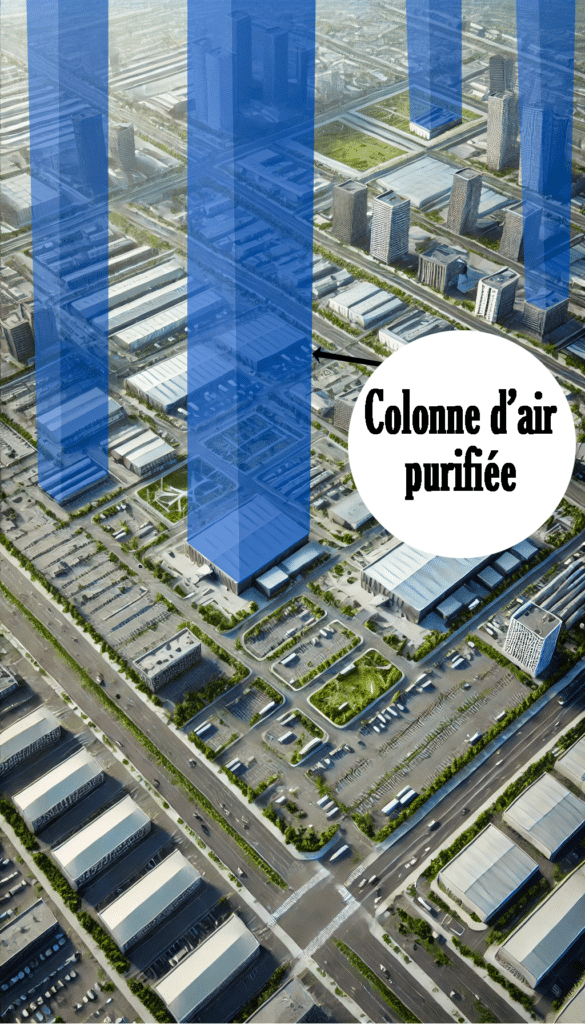 représentation de la colonne d'atmosphère qui se trouve au dessus d'une entreprise